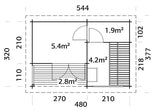 Sanna 11.5m2 (4.8x3.2m | 44mm) Kolmetoaline freesprussist saunamajake