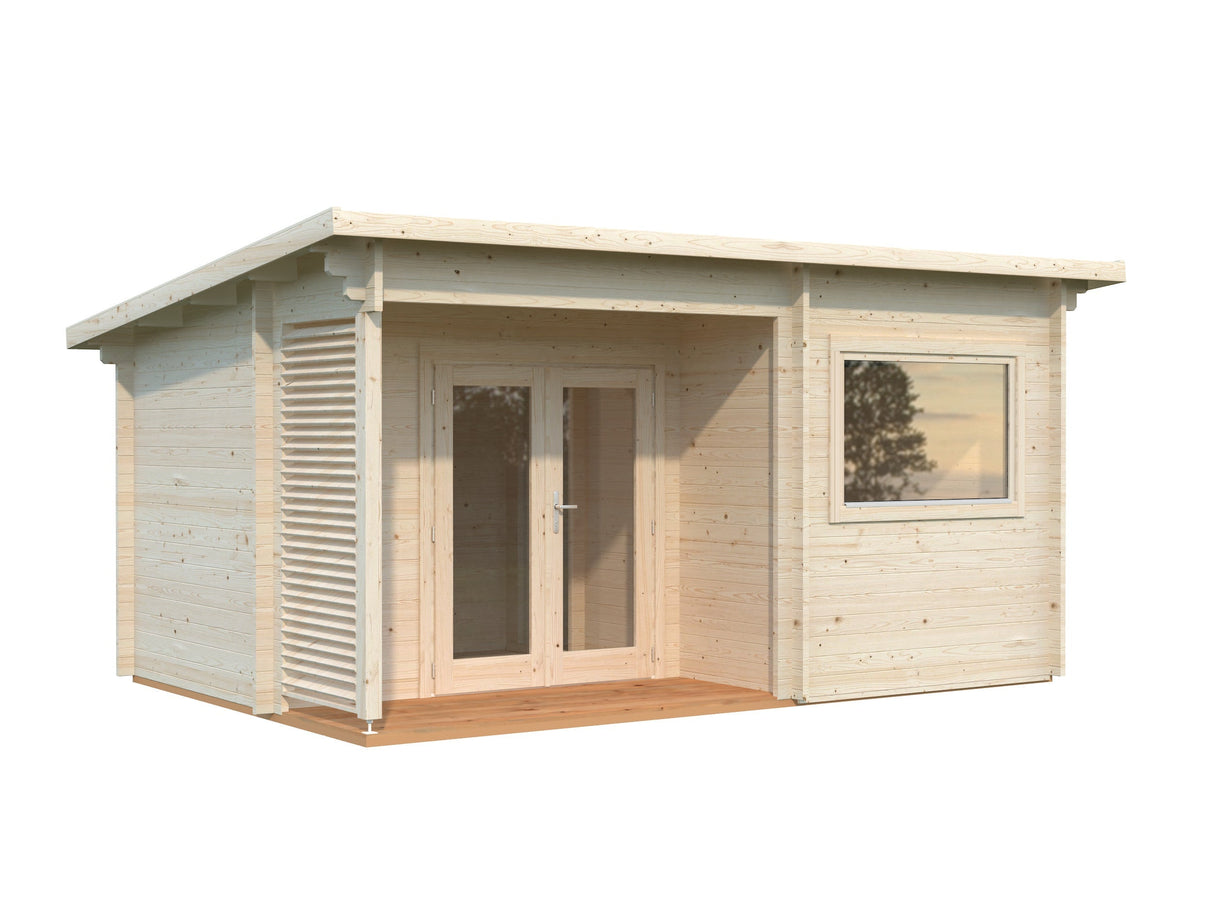 Sanna 11.5m2 (4.8x3.2m | 44mm) Kolmetoaline freesprussist saunamajake