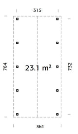 Robert 23.1m2 (3.15x7.32m) Viilkatusega autovarjualune