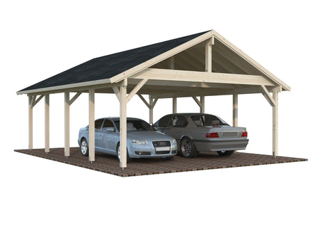 Robert 40.6m2 (5.55x7.32m) Viilkatusega kahekohaline autovarjualune
