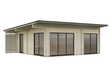Cecilia 39,9 m² (6,7x6,7 m | 70 mm) Modernne 2 magamistoaga palkidest aiamaja
