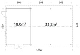 Irene 19+33.2m2 (9.56x5.5m | 44mm) Freespruss-aiamaja suure varikatusega