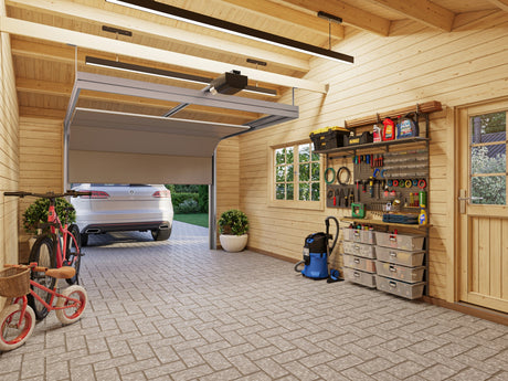 Roger 19+16.2m2 (6.53x5.5m | 44mm) Varjualusega freespruss-garaaž sektsioonuksega