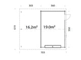 Roger 19+16.2m2 (6.53x5.5m | 44mm) Varjualusega freespruss-garaaž sektsioonuksega