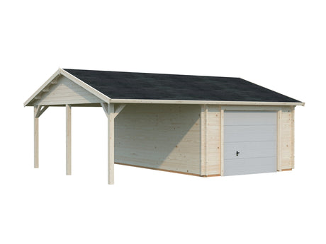 Roger 19+16.2m2 (6.53x5.5m | 44mm) Varjualusega freespruss-garaaž sektsioonuksega