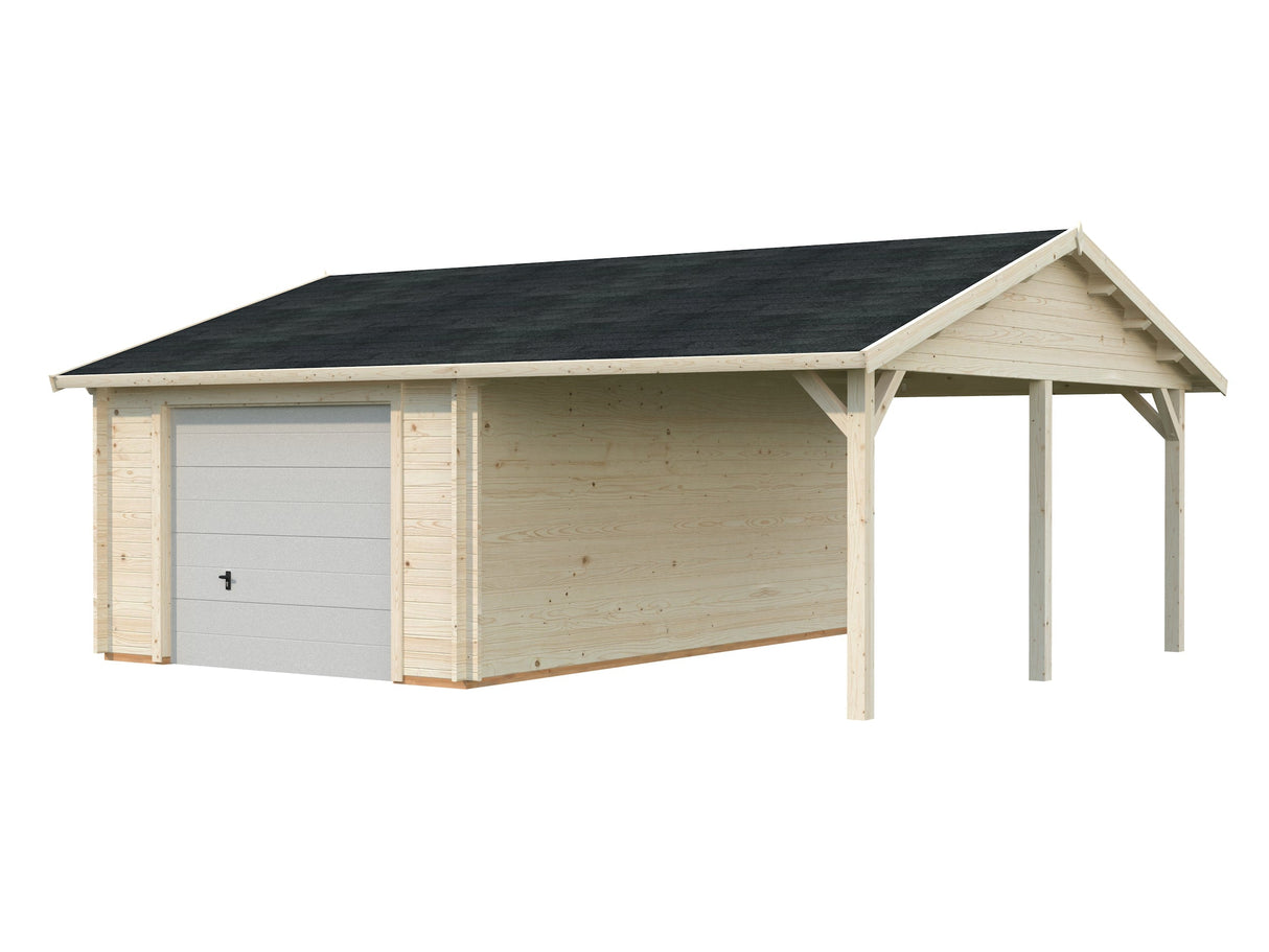Roger 19+16.2m2 (6.53x5.5m | 44mm) Varjualusega freespruss-garaaž sektsioonuksega