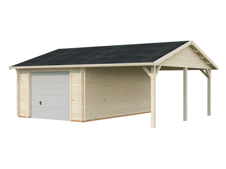 Roger 19+16.2m2 (6.53x5.5m | 44mm) Varjualusega freespruss-garaaž sektsioonuksega