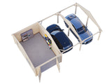 Roger 19+33.2m2 (9.56x5.5m | 44mm) Suure varjualusega freespruss-garaaž puidust uksega