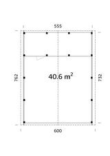 Robert 40.6m2 kuuriga (5.55x7.32m) Viilkatusega kahekohaline autovarjualune koos kuuriga