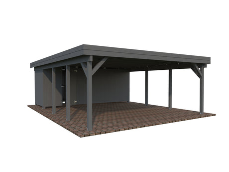 Karl 40.6m2 (5.55x7.32m) Kuuriga lamekatusega autovarjualune kahele autole
