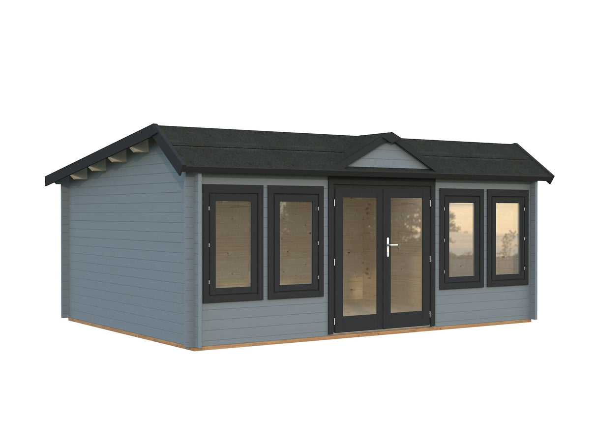 Claudia Pent 19.4m2 (5.3x3.8m | 44mm) Kellakastiga suur freespruss-aiamaja alla 2.5 m