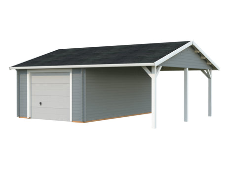 Roger 19+16.2m2 (6.53x5.5m | 44mm) Varjualusega freespruss-garaaž sektsioonuksega