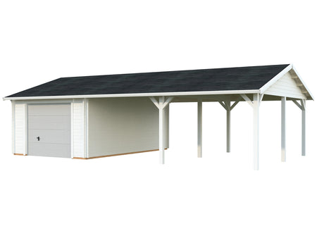 Roger 19+33.2m2 (9.56x5.5m | 44mm) Suure varjualusega freespruss-garaaž sektsioonuksega