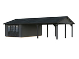 Irene 19+33.2m2 (9.56x5.5m | 44mm) Freespruss-aiamaja suure varikatusega