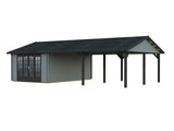 Irene 19+33.2m2 (9.56x5.5m | 44mm) Freespruss-aiamaja suure varikatusega