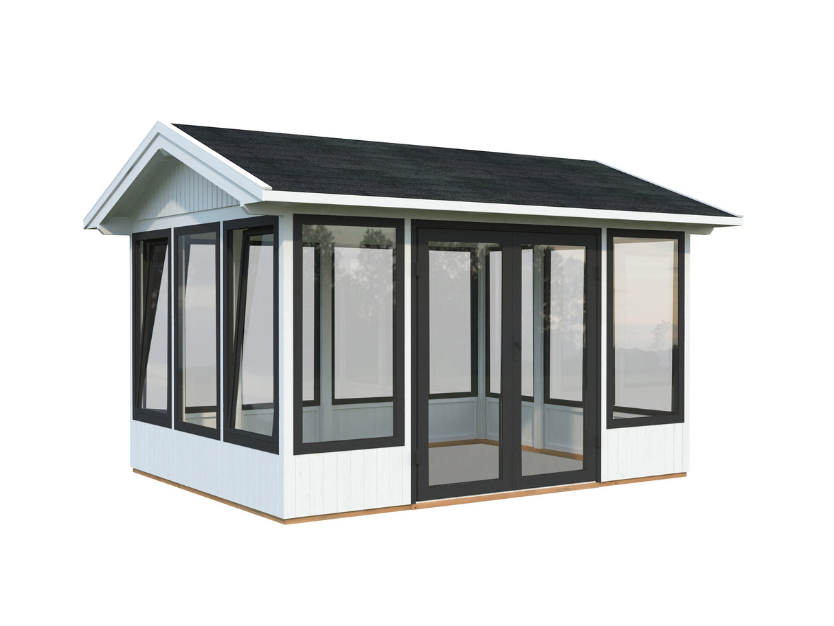 Isabella 10.9m2 (3.03x4.01m | 90mm) Klaasmaja alumiiniumakende ja -ustega