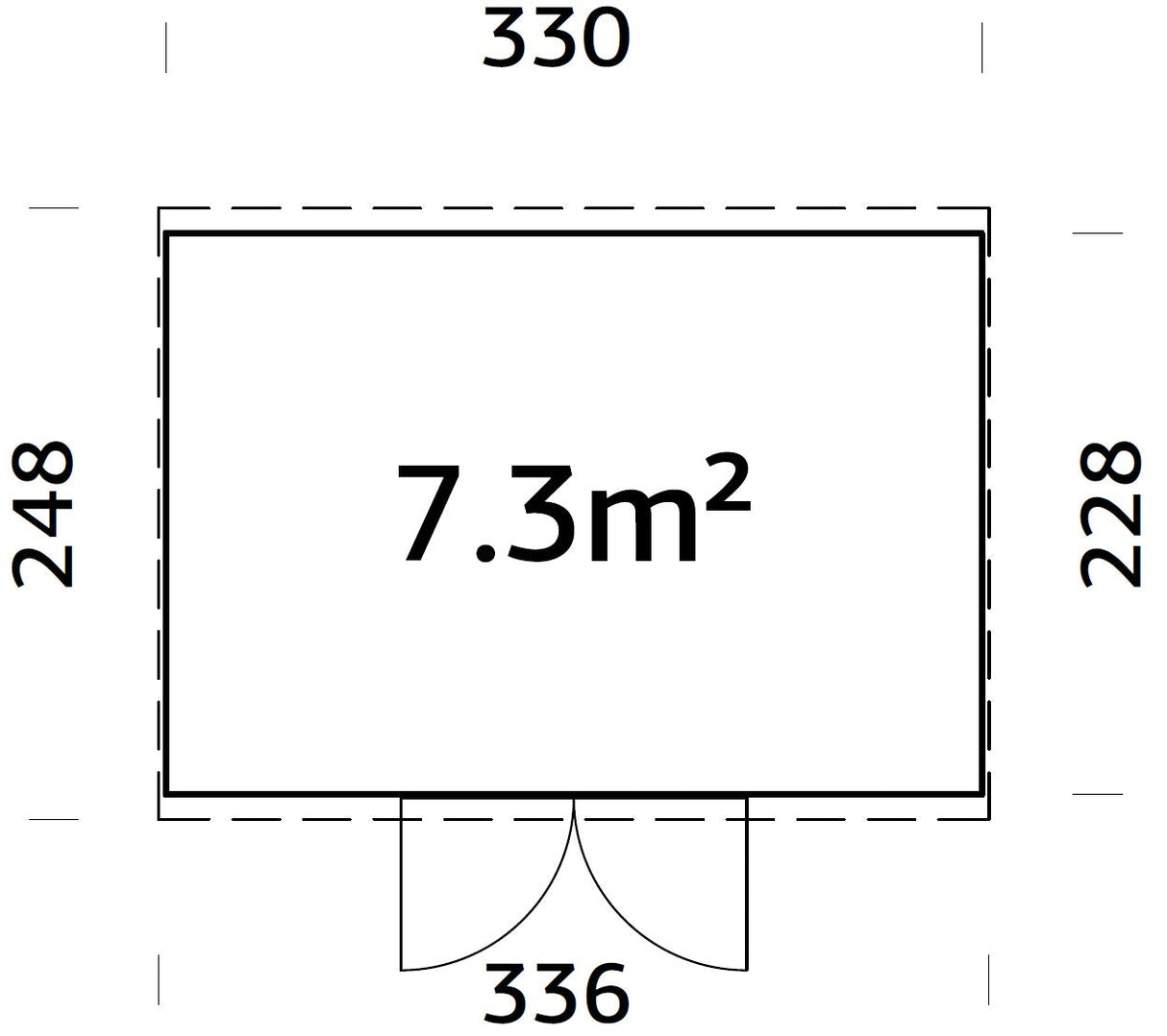 Elias 7,3 m² (3,3x2,3 m | 16 mm) Puidust aiakuur ülemiste akendega