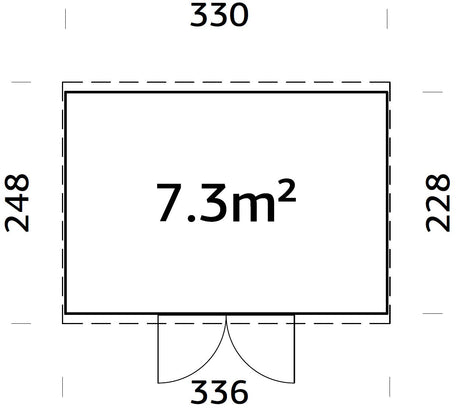Elias 7,3 m² (3,3x2,3 m | 16 mm) Puidust aiakuur ülemiste akendega