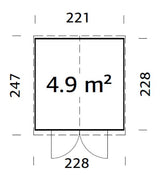 Elias 4,9 m² (2,2x2,3 m | 16 mm) Kompaktne puidust laokuur ülemiste akendega