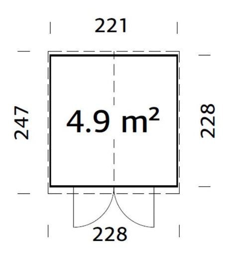 Elias 4,9 m² (2,2x2,3 m | 16 mm) Kompaktne puidust laokuur ülemiste akendega