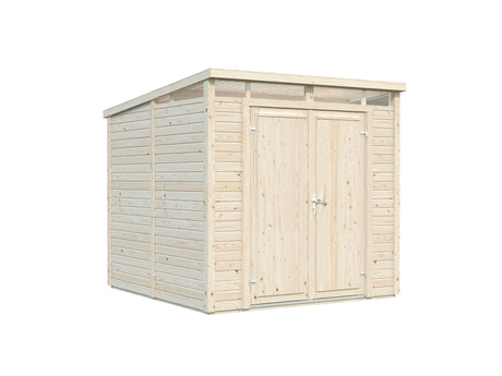 Elias 4,9 m² (2,2x2,3 m | 16 mm) Kompaktne puidust laokuur ülemiste akendega