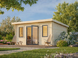 Lisandra 14,2 m² (4,7x3,5 m | 44 mm) Aiamaja alumiiniumuste ja -akendega