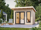 Aurelia 8,4 m² (3x3 m | 44 mm) Kompaktne modernne aiakontor alumiiniumuste ja -akendega
