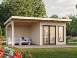 Aurelia 8,4 + 7,9 m² (6x3 m | 44 mm) Modernne aiamaja katusealusega