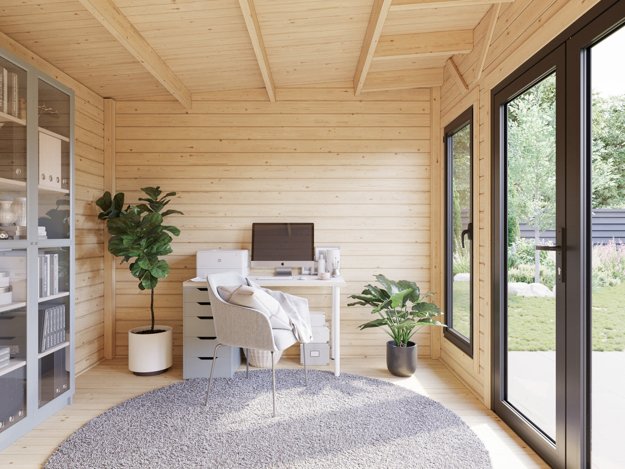 Aurelia 8,4 + 7,9 m² (6x3 m | 44 mm) Modernne aiamaja katusealusega