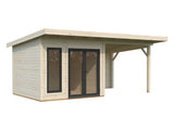 Aurelia 8,4 + 7,9 m² (6x3 m | 44 mm) Modernne aiamaja katusealusega
