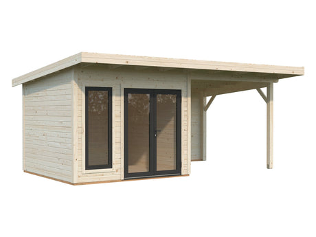Aurelia 8,4 + 7,9 m² (6x3 m | 44 mm) Modernne aiamaja katusealusega