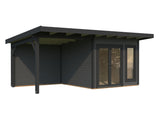 Aurelia 8,4 + 7,9 m² (6x3 m | 44 mm) Modernne aiamaja katusealusega