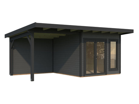 Aurelia 8,4 + 7,9 m² (6x3 m | 44 mm) Modernne aiamaja katusealusega