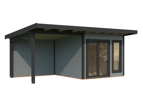 Aurelia 8,4 + 7,9 m² (6x3 m | 44 mm) Modernne aiamaja katusealusega