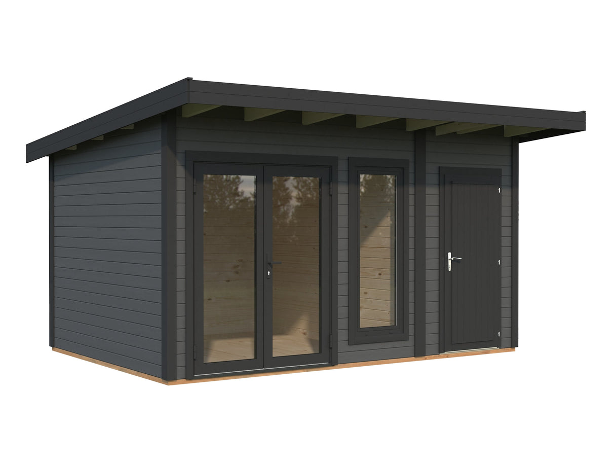 Aurelia 12,4 m² (4,4x3 m | 44 mm) Kompaktne aiamaja kuuriga