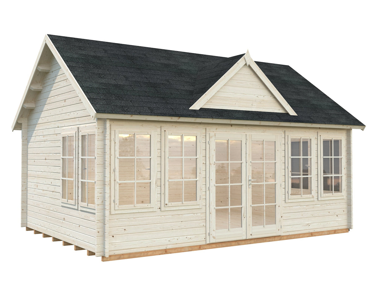 Claudia 19.4m2 (5.5x4m | 44mm) Kellakastiga freespruss-aiamaja