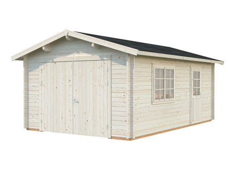 Roger 19m2 (3.8x5.7m | 44mm) Kompaktne freespruss-garaaž puidust ustega