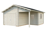 Roger 21.9+5.2m2 (5.1x5.5m | 44mm) Varjualusega freespruss-garaaž puidust uksega