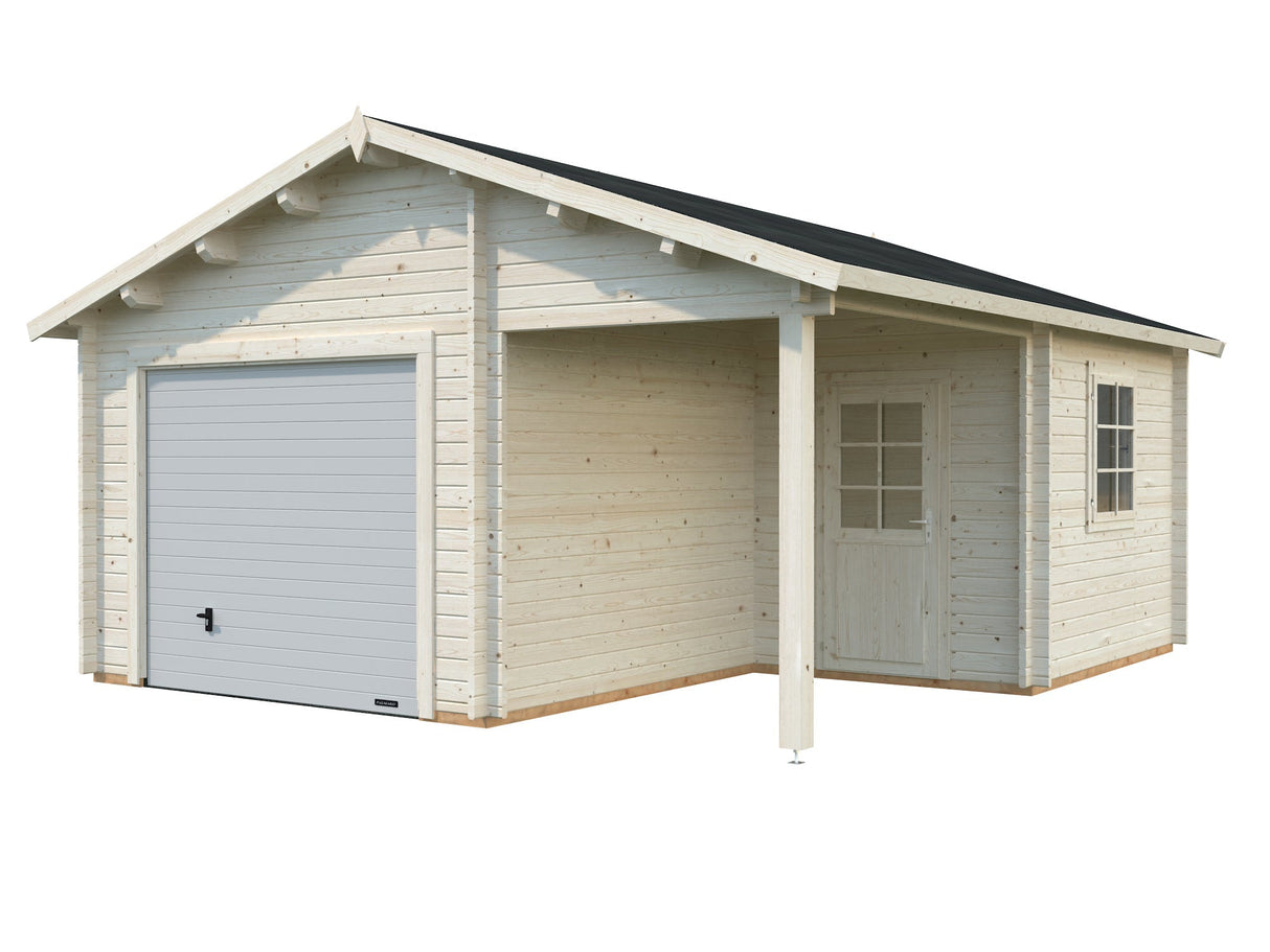Roger 21.9+5.2m2 (5.1x5.5m | 44mm) Varjualusega freespruss-garaaž sektsioonuksega