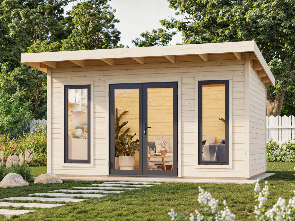 Aurelia 12,7 m² (4,5x3 m | 44 mm) Aiakontor alumiiniumuste ja -akendega