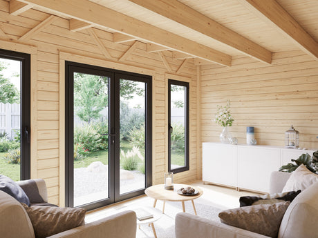 Aurelia 12,7 m² (4,5x3 m | 44 mm) Aiakontor alumiiniumuste ja -akendega