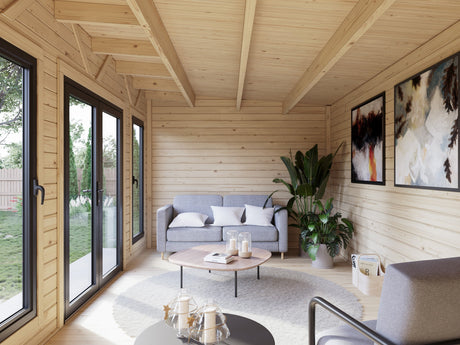 Aurelia 15,2 m² (5,3x3 m | 44 mm) Modernne aiakontor alumiiniumuste ja -akendega