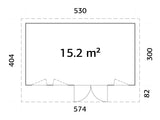 Aurelia 15,2 m² (5,3x3 m | 44 mm) Modernne aiakontor alumiiniumuste ja -akendega