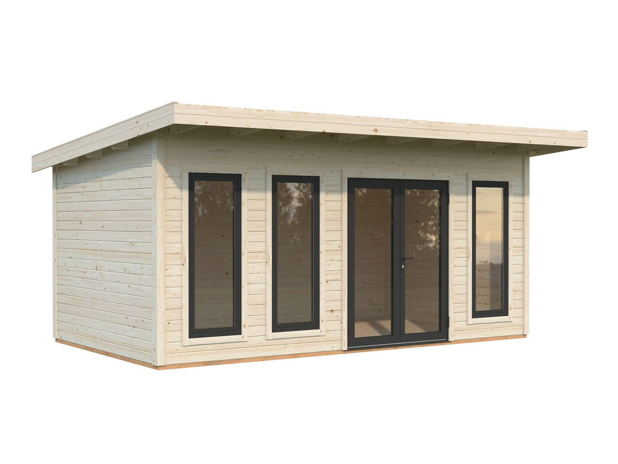 Aurelia 15,2 m² (5,3x3 m | 44 mm) Modernne aiakontor alumiiniumuste ja -akendega