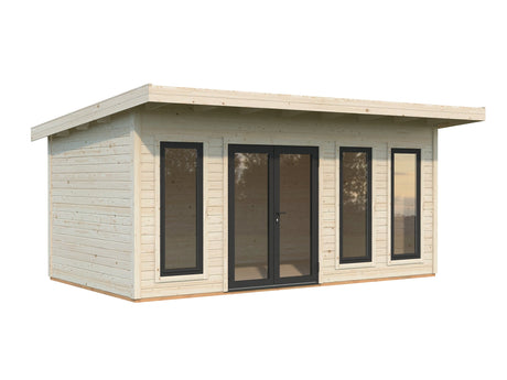 Aurelia 15,2 m² (5,3x3 m | 44 mm) Modernne aiakontor alumiiniumuste ja -akendega