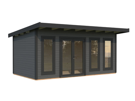 Aurelia 15,2 m² (5,3x3 m | 44 mm) Modernne aiakontor alumiiniumuste ja -akendega