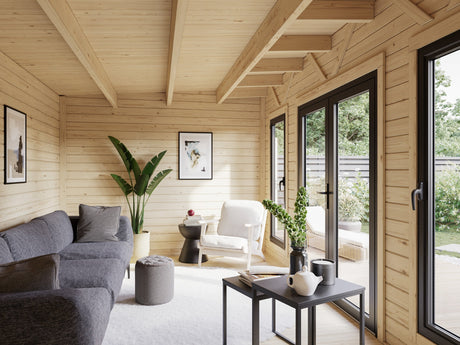 Aurelia 16,7 m² (5,9x3 m | 44 mm) Modernne aiamaja tööriistakuuriga