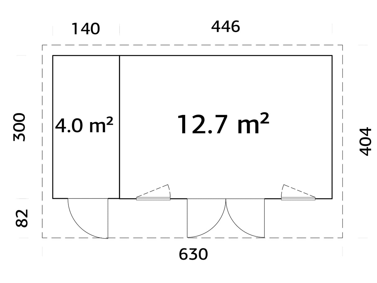 Aurelia 16,7 m² (5,9x3 m | 44 mm) Modernne aiamaja tööriistakuuriga