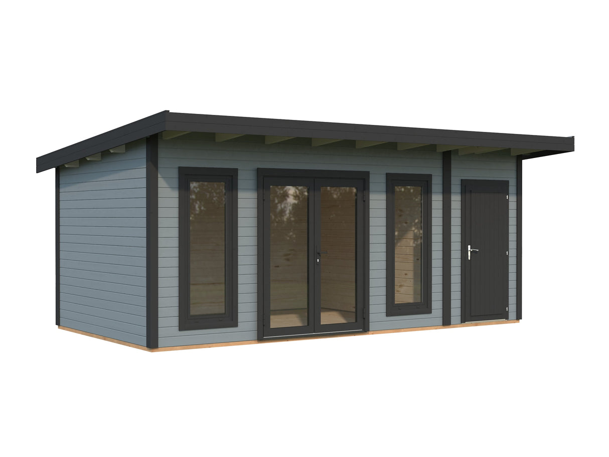 Aurelia 16,7 m² (5,9x3 m | 44 mm) Modernne aiamaja tööriistakuuriga