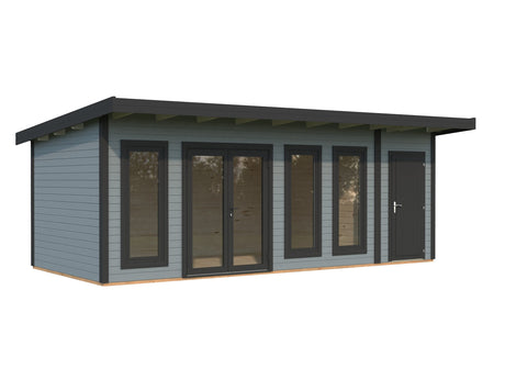 Aurelia 19,2 m² (6,7x3 m | 44 mm) Ühepoolse katusega aiamaja kuuriga